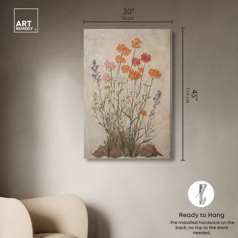 Sculpted Flora Frieze II Canvas by Art Remedy, Gallery Wrapped