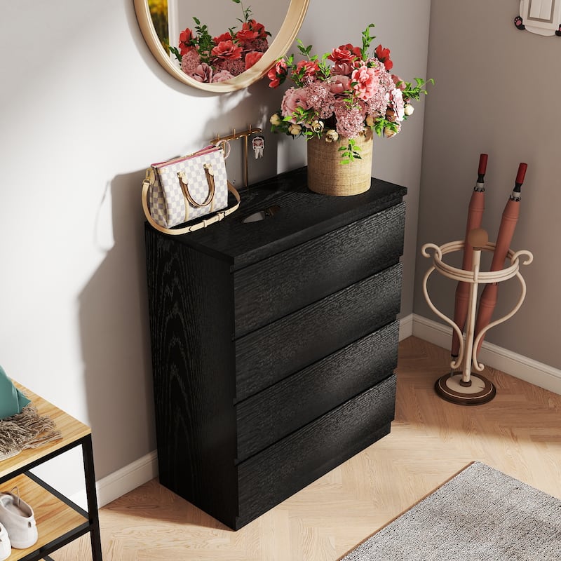 4 Drawer Dresser,Modern Storage Chest of Drawers,31.5In Dresser with Handle-Free Design,Closet Chests Organizer