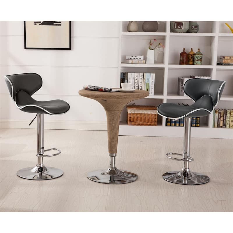 Upholstery Adjustable Swivel Barstool w/ Chrome Base (Set of 2) - Grey