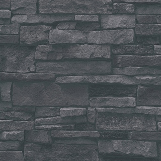 Galerie Wallcoverings Bricks and More Collection Black Sandstone Splendour Motif Matte Finish Vinyl on Non-woven Wallpaper Roll