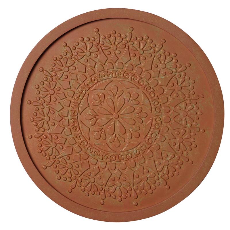 American Art Decor Boho Rustic Farmhouse Wood Framed Wall Medallion - Burnt Orange (17")
