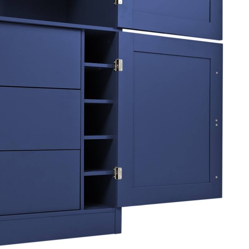 Modern 80.1" Tall Freestanding Kitchen Pantry Cabinet with Adjustable Shelves and 2 Power Outlets