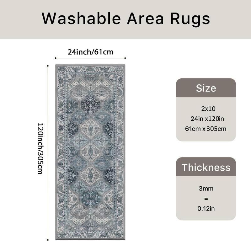 Mcow Vintage Wood-Tone Low-Pile Washable Non-Slip Area Rug