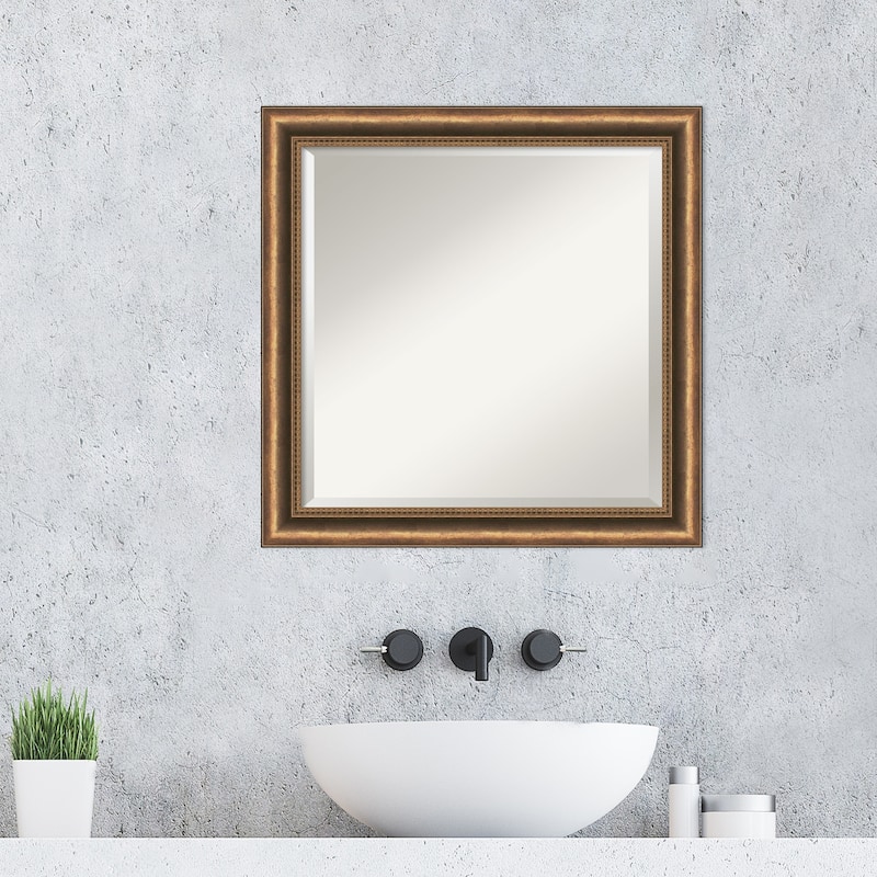 Beveled Wood Bathroom Wall Mirror - Manhattan Bronze Frame
