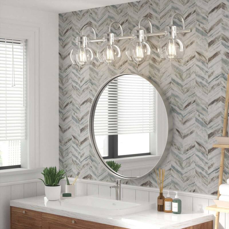 Modern 2/3/4 Bathroom Vanity Lights Clear Globe Glass Shade