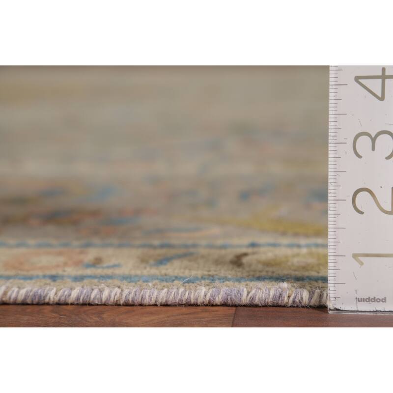 Distressed Tabriz Vintage Persian Rug Hand-Knotted Grey Wool Carpet - 9'11" x 12'10"