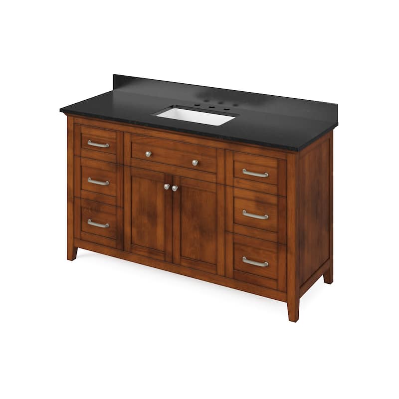 Jeffrey Alexander VKITCHA60RS-GRANITE Chatham 61" Free Standing Single - Chocolate / Black - Natural Finish