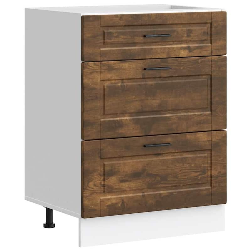 vidaXL Kitchen Base Cabinet Smoked Oak Engineered Wood Medium - 18.1 x 23.6 x 32.1