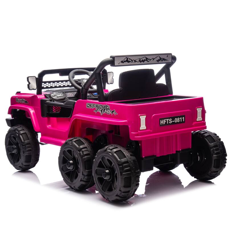 12V Kids Ride On 6-Wheel Electric Truck Car with Parents Control, 4 Motors, LED Lights, Music & Bluetooth, USB, MP3