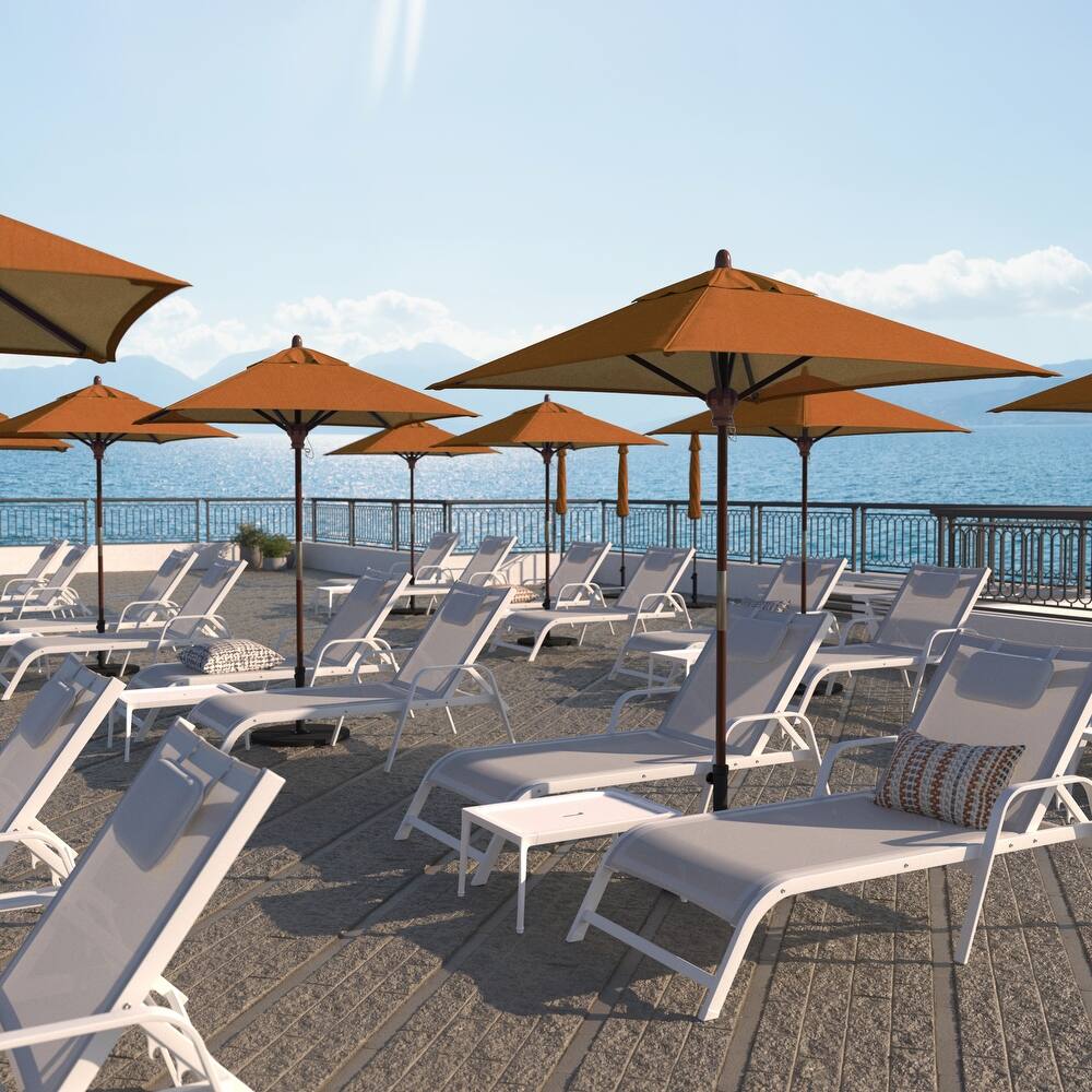 Port Lavaca 6ft Square, Sunbrella Fabric Wooden Patio Umbrella by Havenside Home, Base Not Included