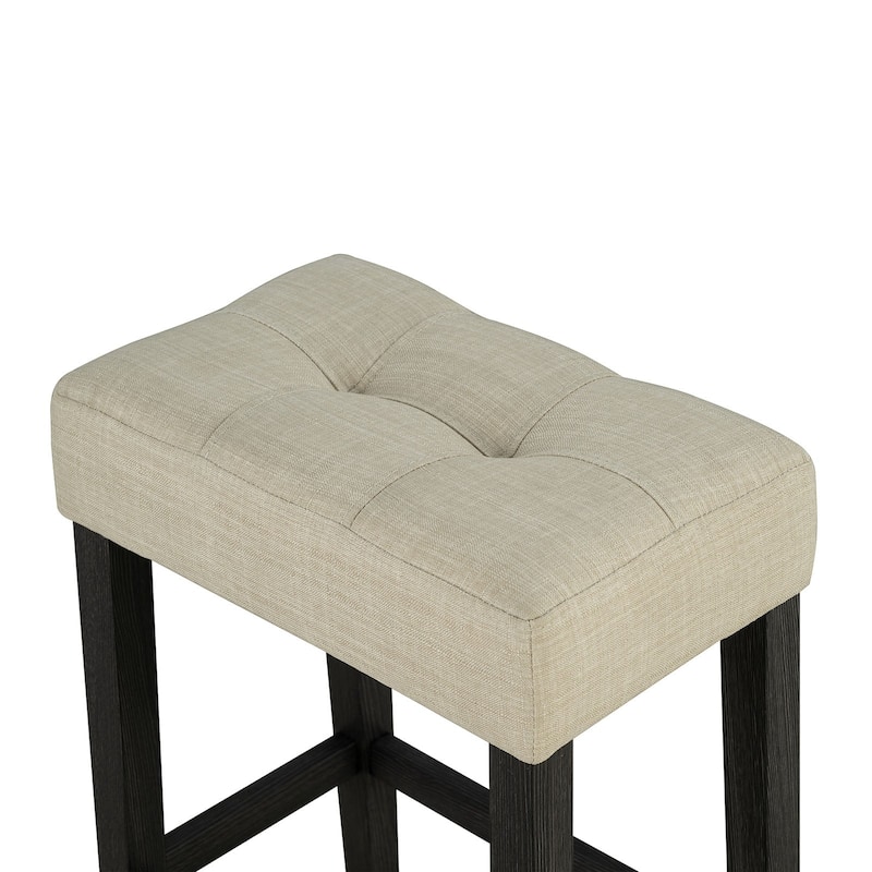 Classic Dining Set Black Finish 3pc Tufted Stools and Table - 3-Piece Set