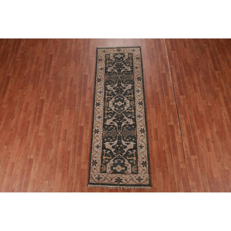 All-Over Oushak Oriental Runner Rug Handmade Wool Carpet - 2'9" x 8'4"