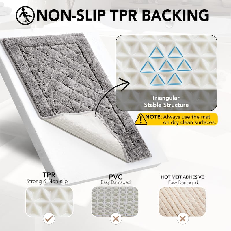Deconovo Bathroom Rugs, Non Slip Absorbent Shower Bathroom Mat (1 PC)