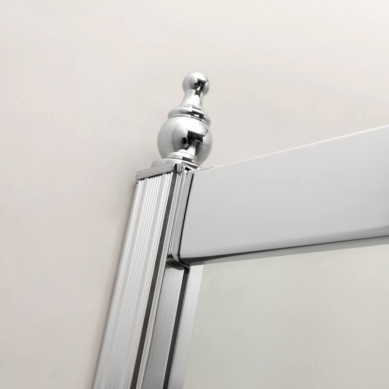 Framed Neo-Angle Shower Door with Tempered Glass in Chrome