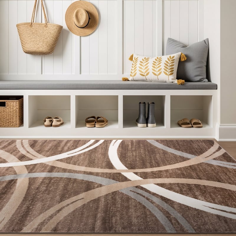 World Rug Gallery Contemporary Abstract Circles Design Area Rug