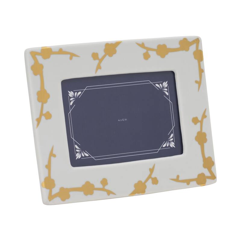 Sagebrook Home Ceramic Cherry Blossom Photo Frame, Rectangle, Cherry Blossom