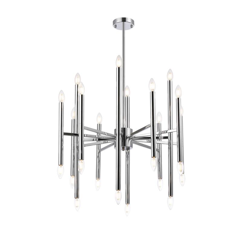 24-Light Modern Sputnik Chandelier in Chrome Finish - N/A