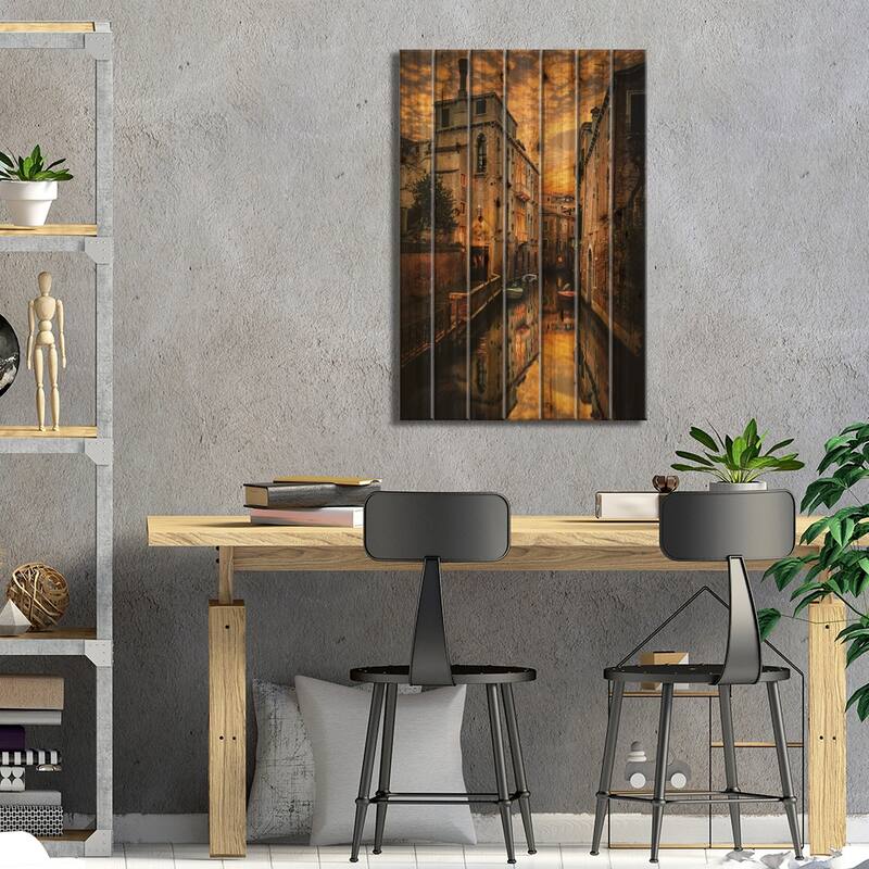 Venice Canals Print On Wood by Enzo Romano - Multi-Color