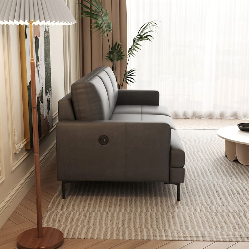 Modern Faux Leather Sectional Sofa with USB Port