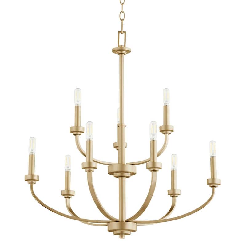 Quorum International Reyes 9 Light 31" Wide Chandelier - Aged Brass