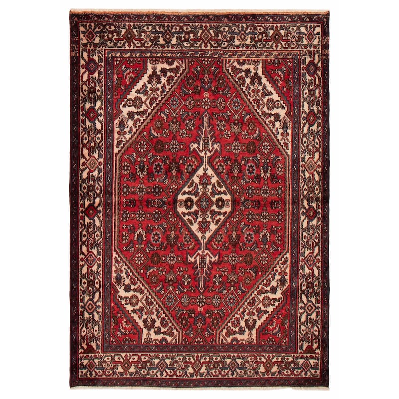 ECARPETGALLERY Hand-knotted Andelz Red Wool Rug - 4'5 x 6'7 - Red - 4'5 x 6'7