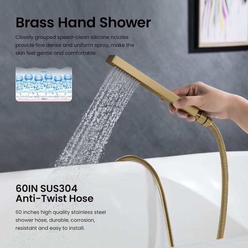 Cube Single Handle Floor Mounted Tub Filler With Hand Shower