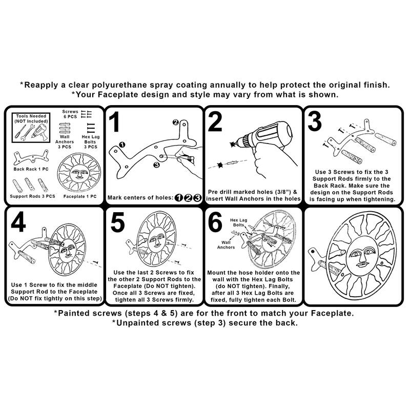 Mcm Circles & Squares Cast Iron Hose Holder Bronze Wall Mount - 11.75 X 11.75 X 5.5 inches