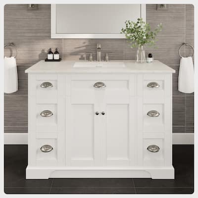 Epic 48"W SS Bath Vanity with Carrara Quartz Top & Undermount Sink