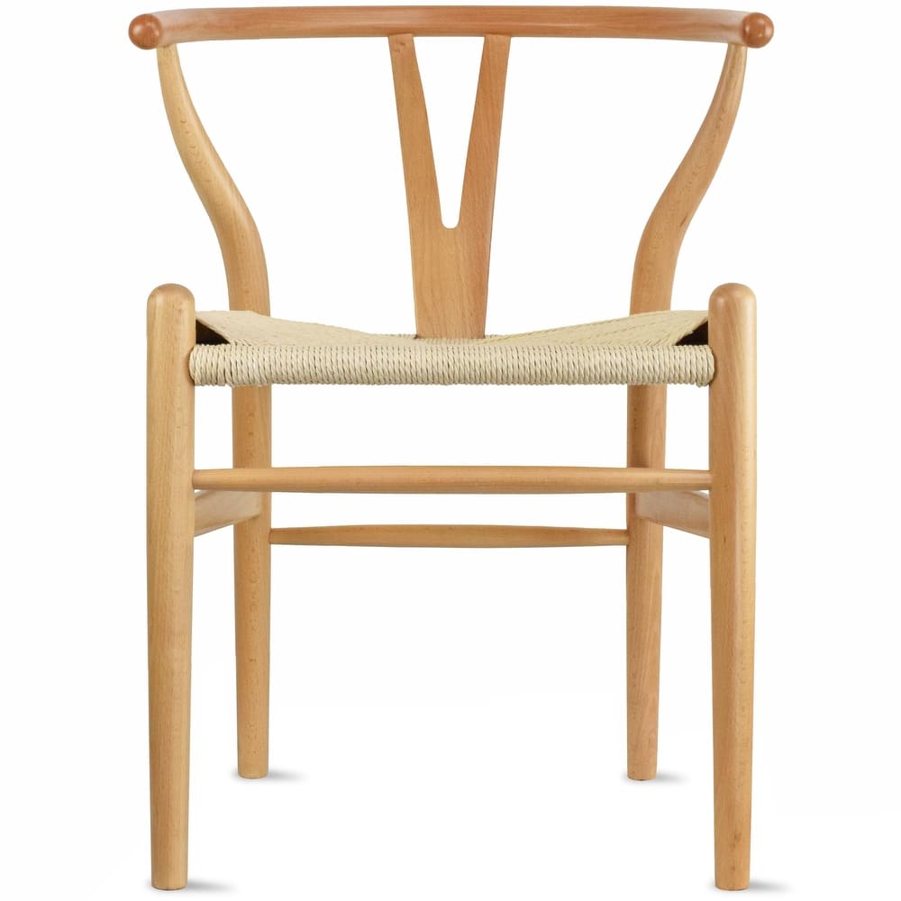 Modern Wood Dining Chair With Open Back Arm Armchair Hemp Seat For Home Restaurant Office