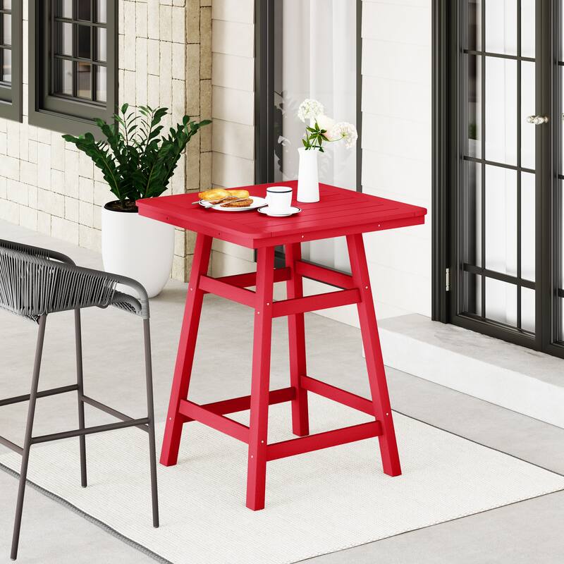 Laguna Hdpe All Weather Outdoor Patio 30" Square Counter Bistro Table - Red