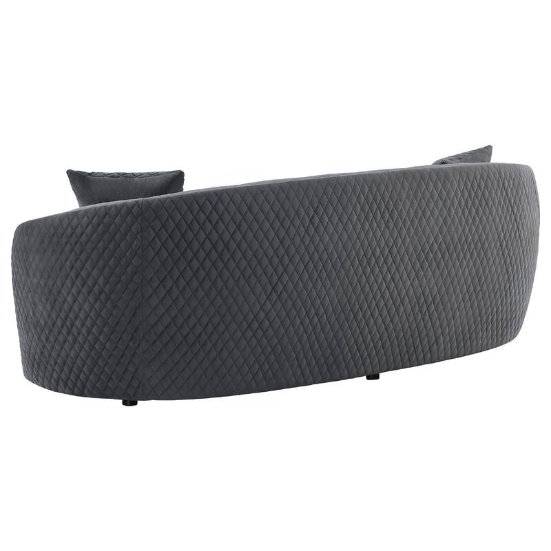 Buo 2pc Living Room Set, Sofa and Loveseat, Gold Trim, Dark Gray Velvet