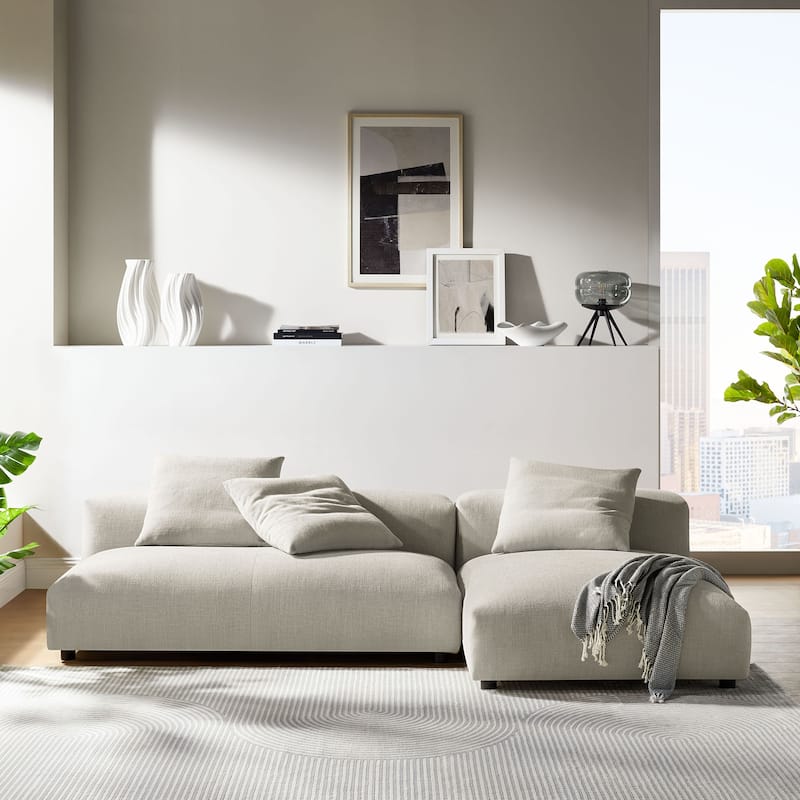 Solace 2-Piece Modular Upholstered Fabric Sectional Sofa With Chaise - Linen