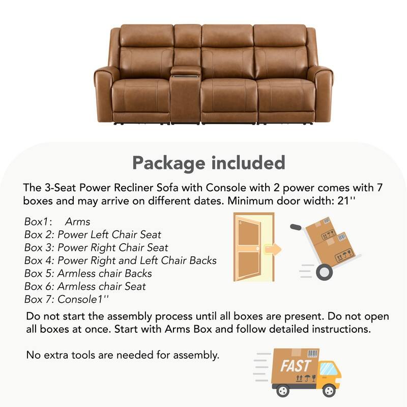 Spruce & Spring Leo Power Wall Hugger Reclining Sofa with Multi-Function Console