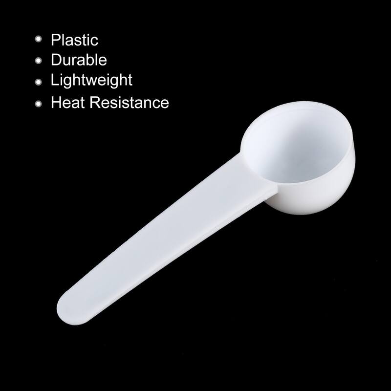3.7" x 1.1" 5g Long Handle Plastic Measuring Spoon, 20Pcs Round Bottom - White