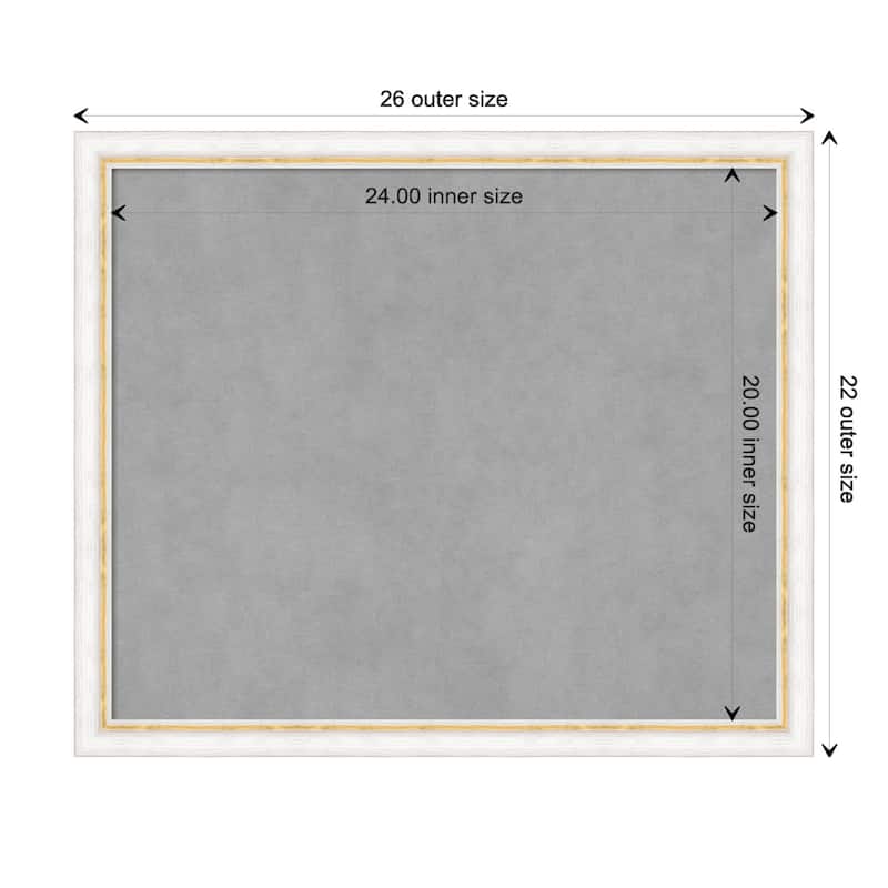 Amanti Art Morgan White Gold Framed Magnetic Board - Board Size 24x20