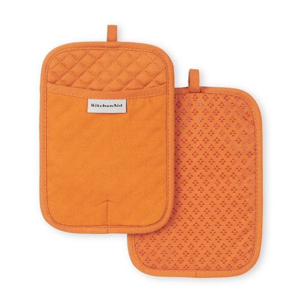 slide 2 of 5, KitchenAid Asteroid Pot Holder 2-Pack Set - 7"x10" Honey