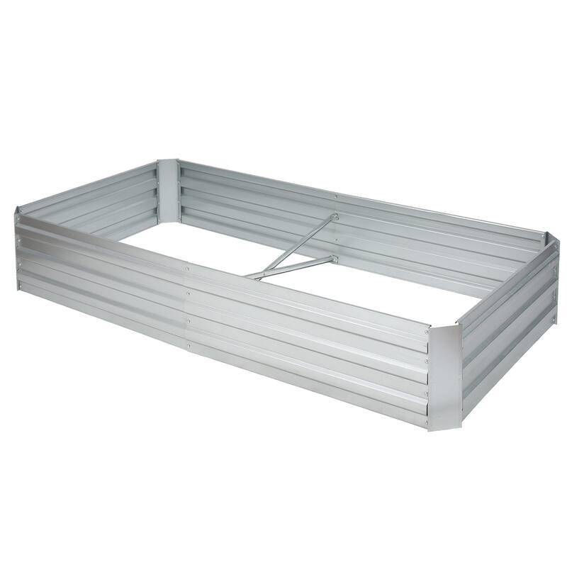 6-Ft Wide Galvanized Steel Rectangular Raised Garden Bed - 6 ft W x 3 ft D x 1 ft H