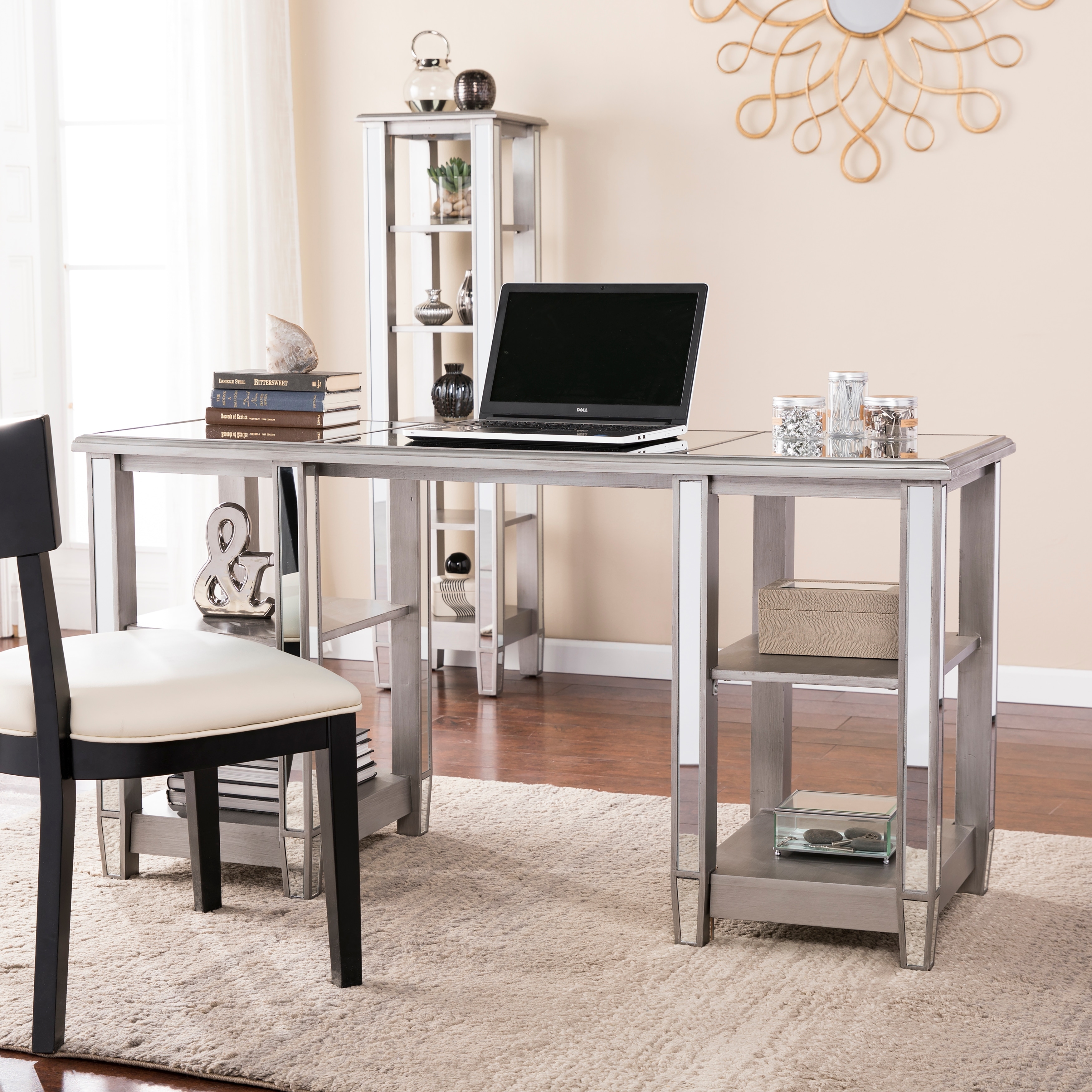 SEI Furniture Vedlin Mirrored Office Computer Desk