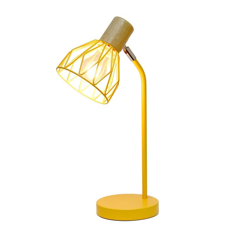 Industrial Farmhouse Adjustable Cage Desk Lamp - 18" - Yellow