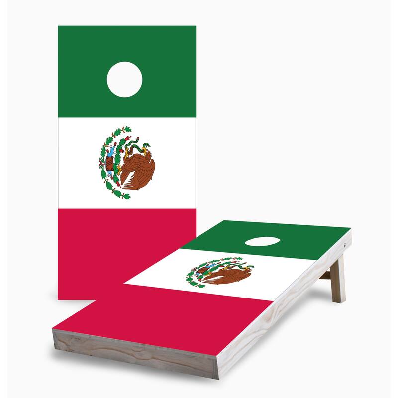 Mexican Flag Corn Hole Board Set with Carry Case - 16 Years and Up