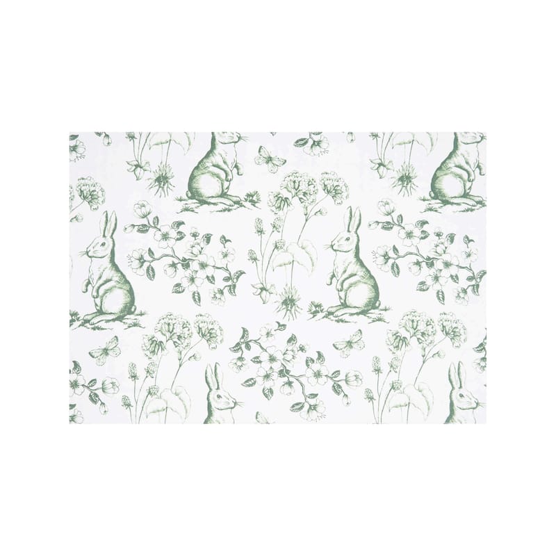 Spring Greens Bunny Toile Placemats Set of 6, 14" x 20"