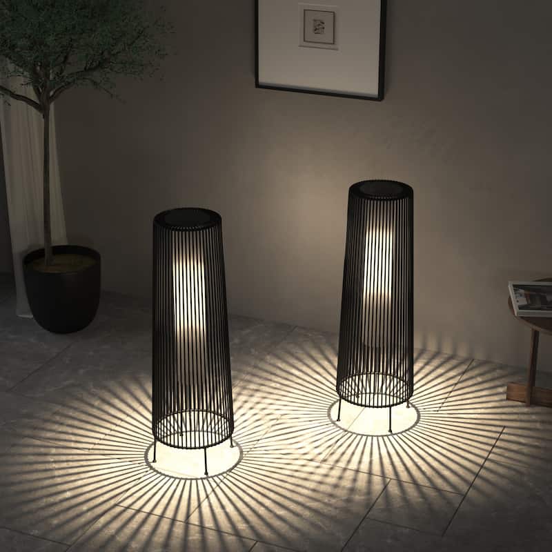 2 Pack Outdoor Solar Light Floor Lamps - 8.6"x8.6"x26.7" - Black-2Pack