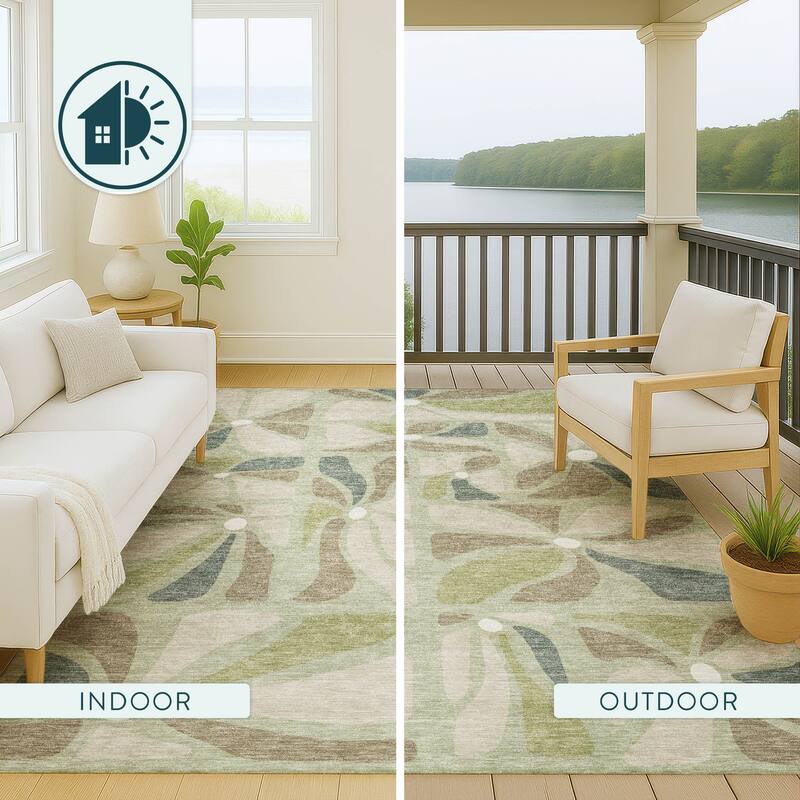 Machine Washable Indoor/ Outdoor Modern Gilcrest Chantille Rug