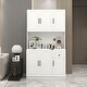 preview thumbnail 14 of 17, Tall Storage Cabinet White Pantry Cabinet Sideboard wMicrowave Stand