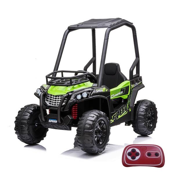 slide 2 of 9, Kids 24V UTV Ride-On Car with Parental Remote Control Bluetooth Music and LED Headlights Holiday Gift Green