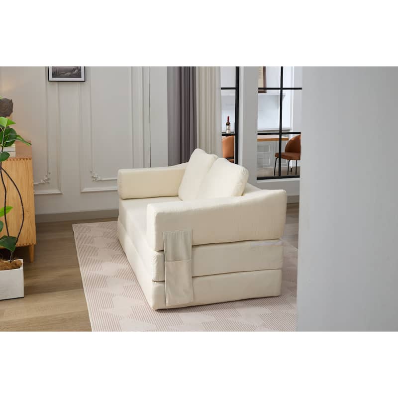 Modern Minimalist Convertible Fold-Out Sofa Bed with Removable Backrest