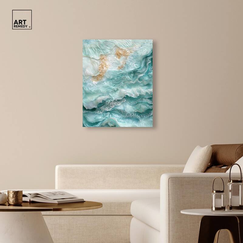 Teal Tiered Turbulence Canvas by Art Remedy, Gallery Wrapped