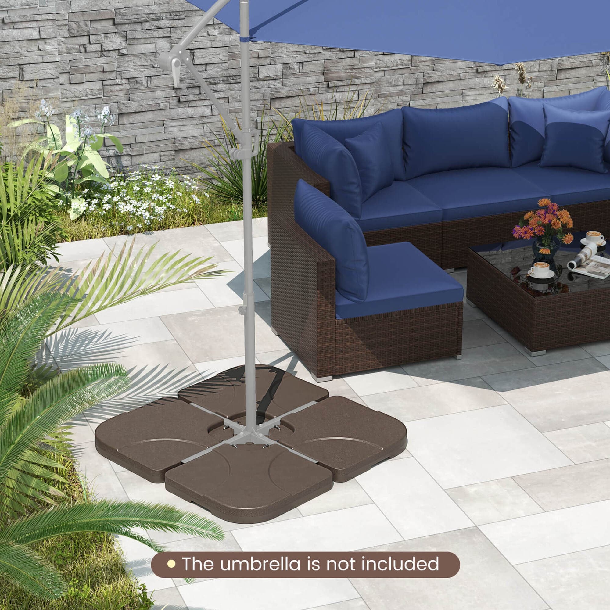 costway patio umbrella base for Half Umbrellas 48.5 lbs Water & Sand Fillable Umbrella Stand Fillable Base for Dependable Stability Costway 10 Ft Patio Solar