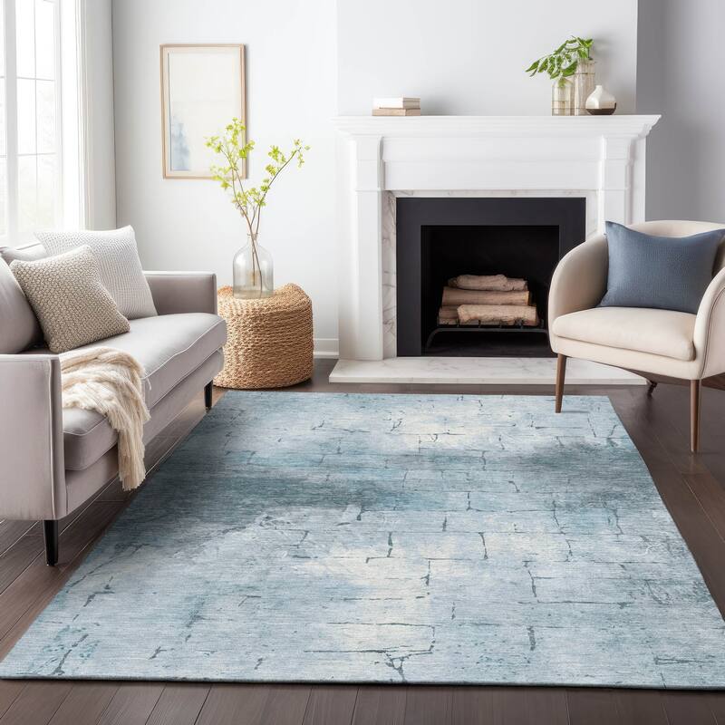 Machine Washable Indoor/Outdoor Vintage Bricks Chantille Rug