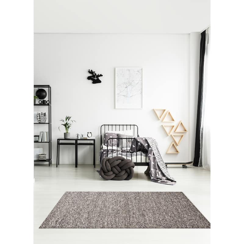 ECARPETGALLERY Braid weave Sienna Dark Grey Wool Rug - 5'3 x 7'5